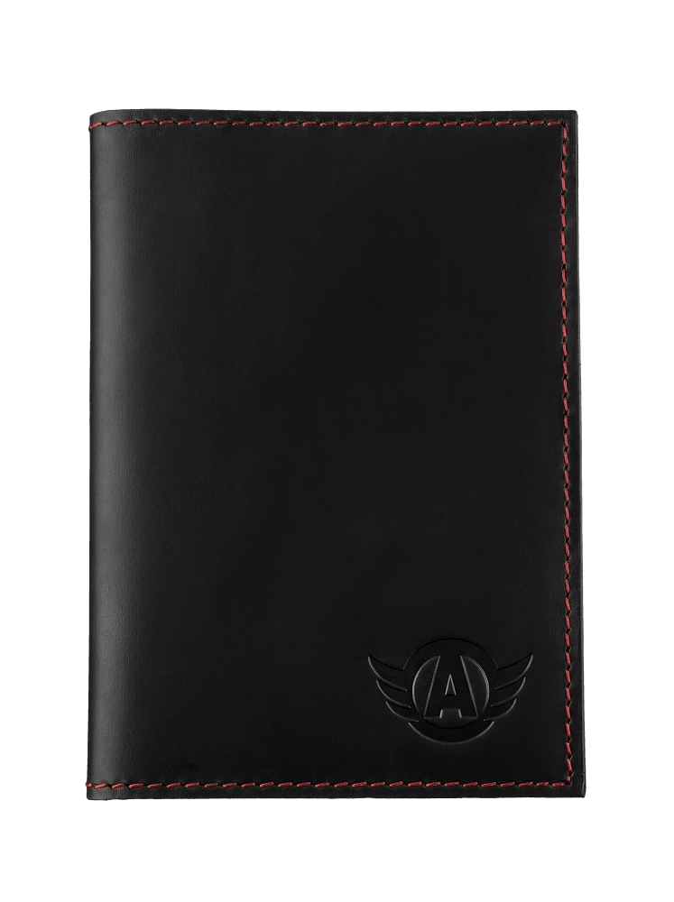 Обложка для автодокументов, нат. кожа, чёрный