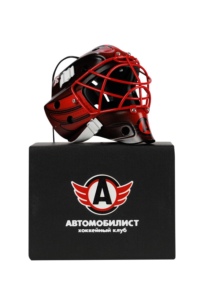 Ёлочная игрушка шлем вратаря, красный