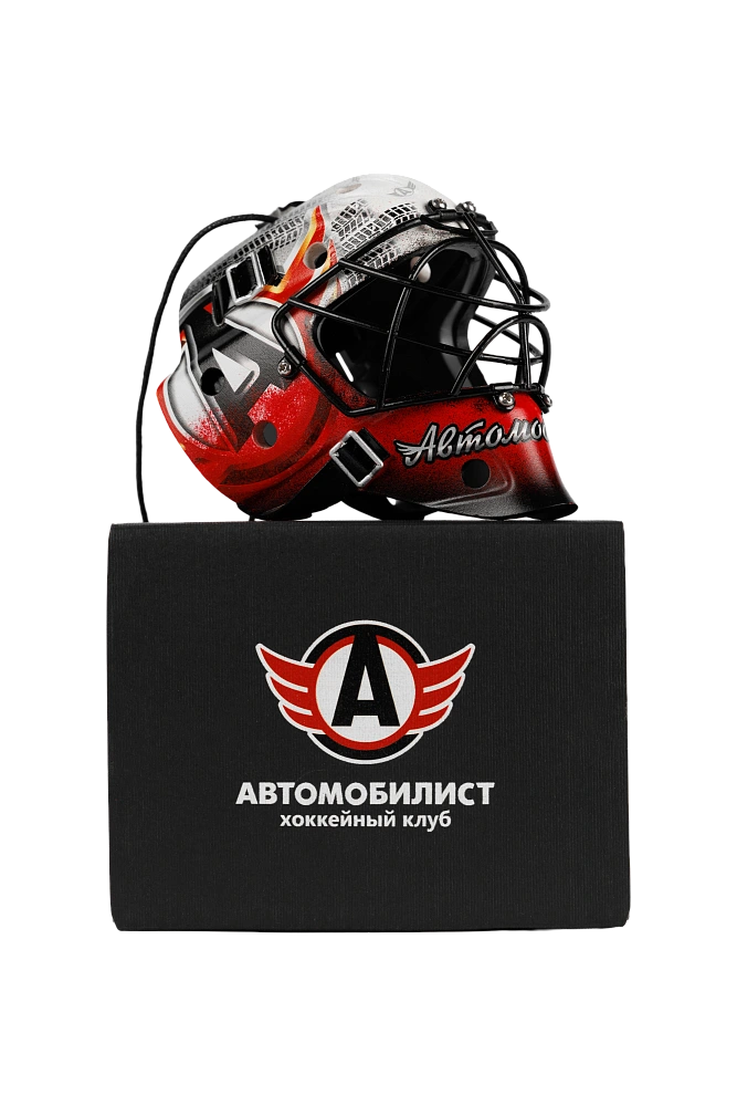 Ёлочная игрушка шлем вратаря, белый