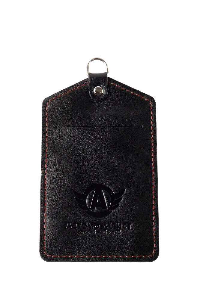 Чехол для бейджа, нат. кожа, чёрный