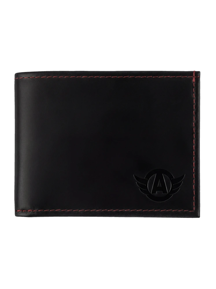 Кошелёк, нат. кожа, чёрный-красный